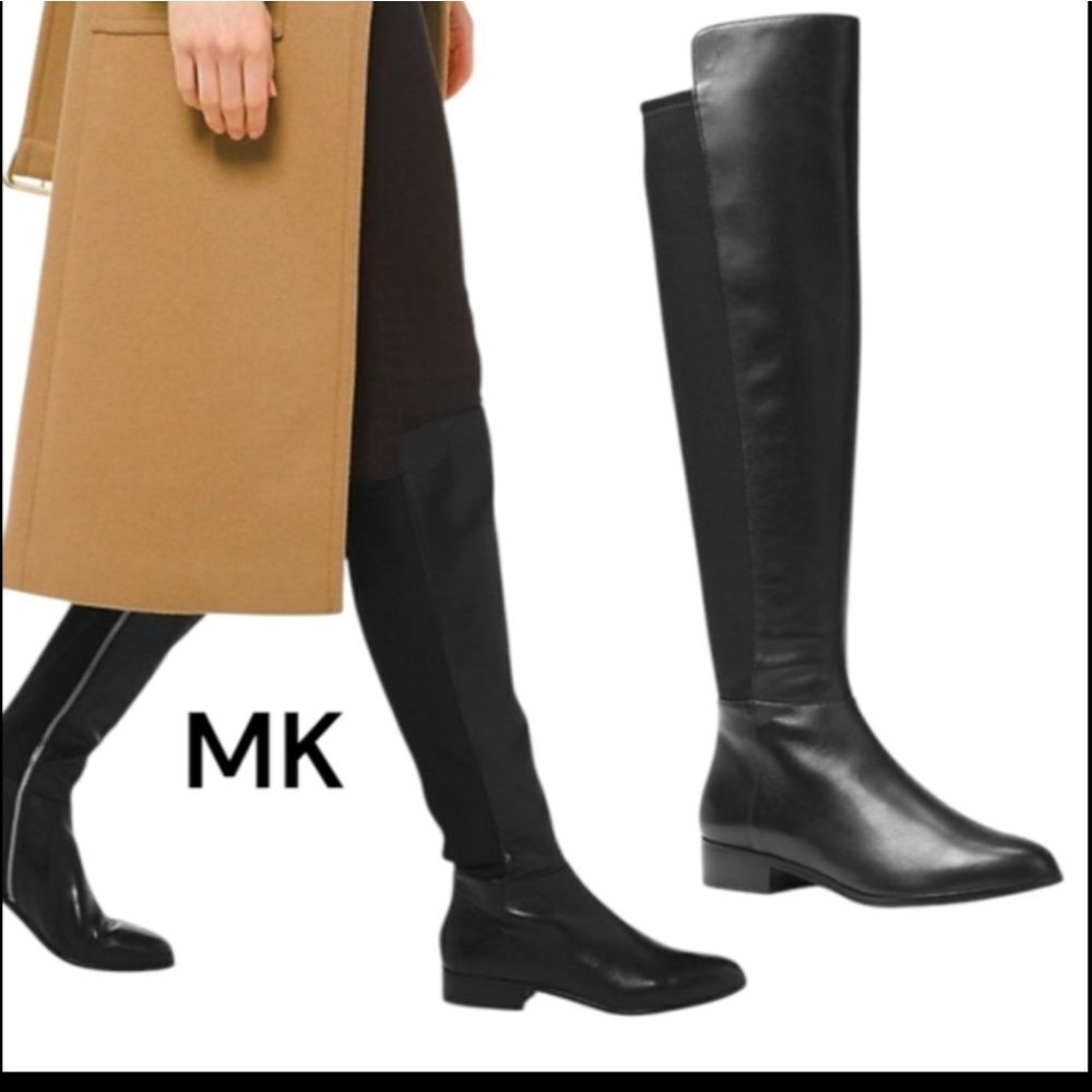 Michael Kors Black Nappa Leather Bromley Riding Tall Boot Us 7.5